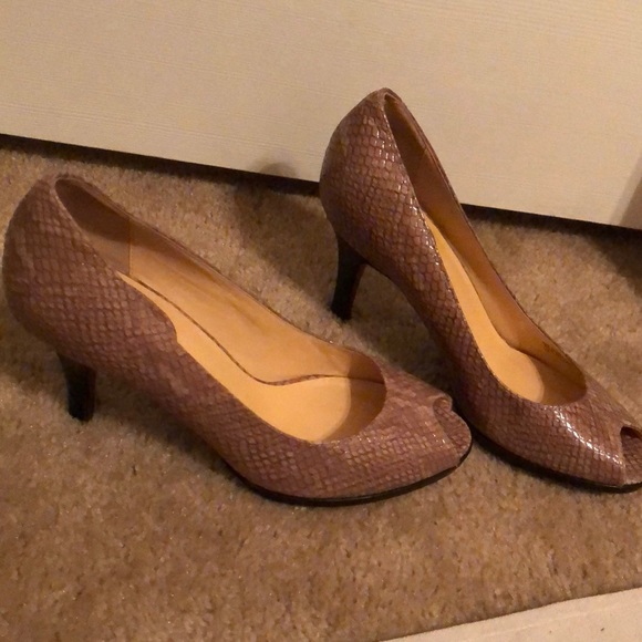 Cole Haan Nike Air Snakeskin Peep-Toe Pumps - Picture 2 of 8